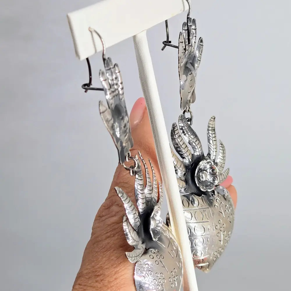 ?SAcred Hearts’ 4’’ Earrings - Sterling