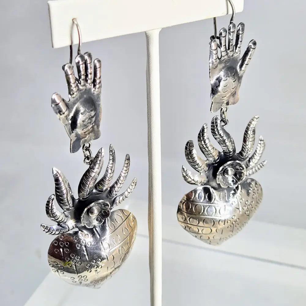 ?SAcred Hearts’ 4’’ Earrings - Sterling