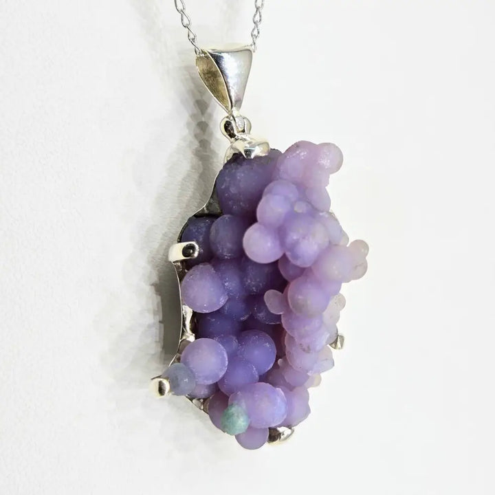 ?SAcred Vine’ Pendant Necklace - Botryoidal Grape Druzy Agate Sterling