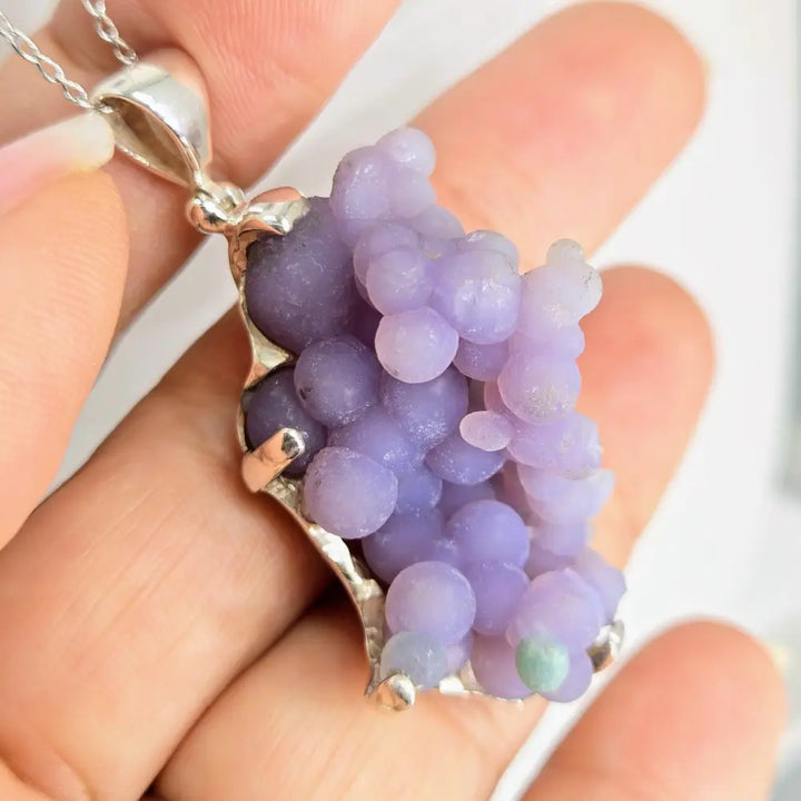 ?SAcred Vine’ Pendant Necklace - Botryoidal Grape Druzy Agate Sterling