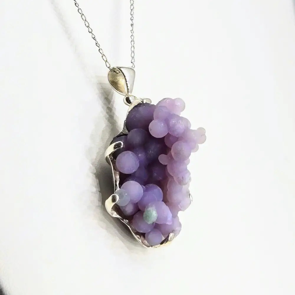 ?SAcred Vine’ Pendant Necklace - Botryoidal Grape Druzy Agate Sterling