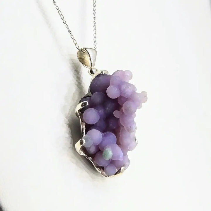 ?SAcred Vine’ Pendant Necklace - Botryoidal Grape Druzy Agate Sterling
