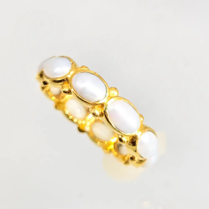 Salty Lover Ring - Pearls Bezel-set 18k Gold Over Sterling