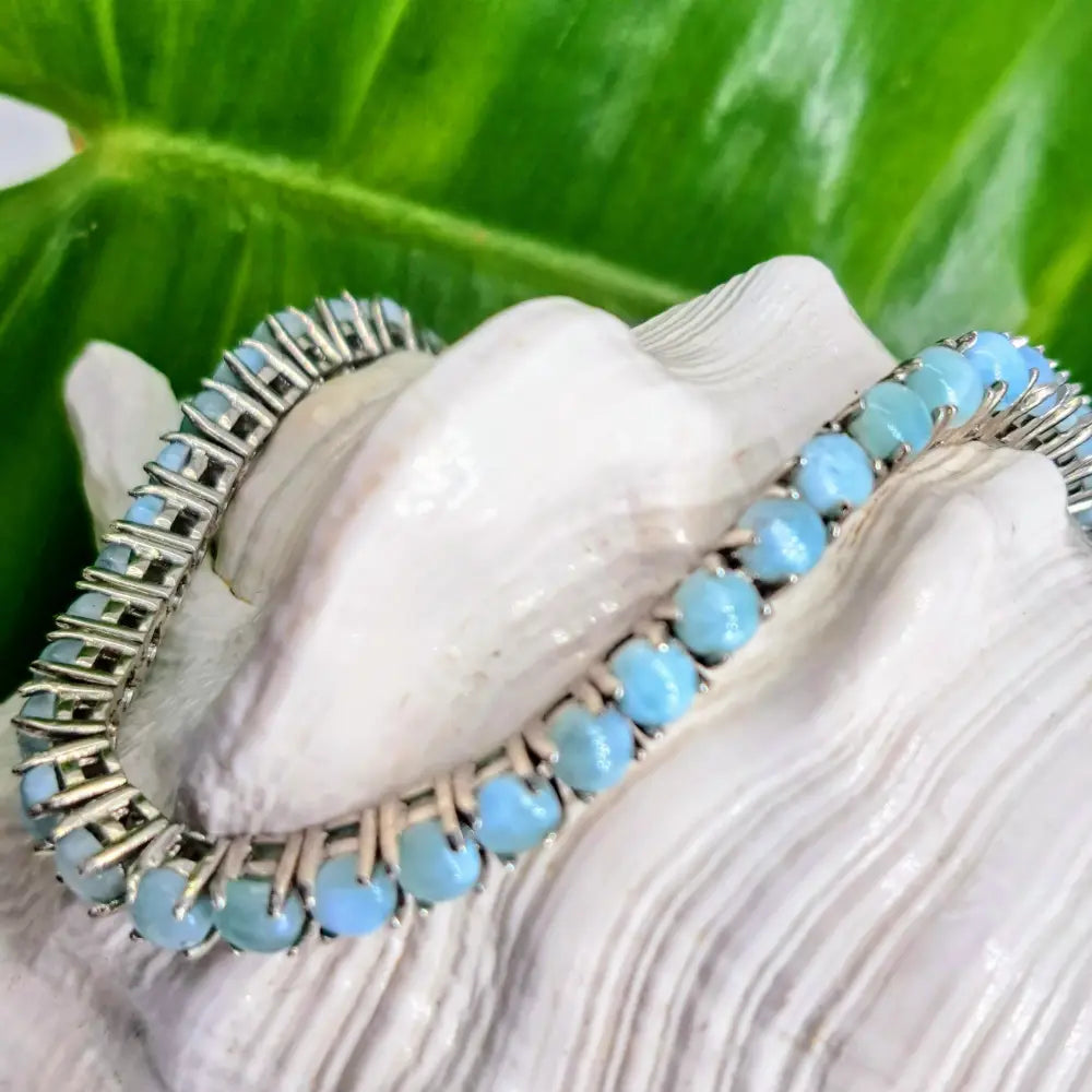 ?SAlty Sea Sister’ 7.5’’ Bracelet - Larimar Anti-tarnish Sterling