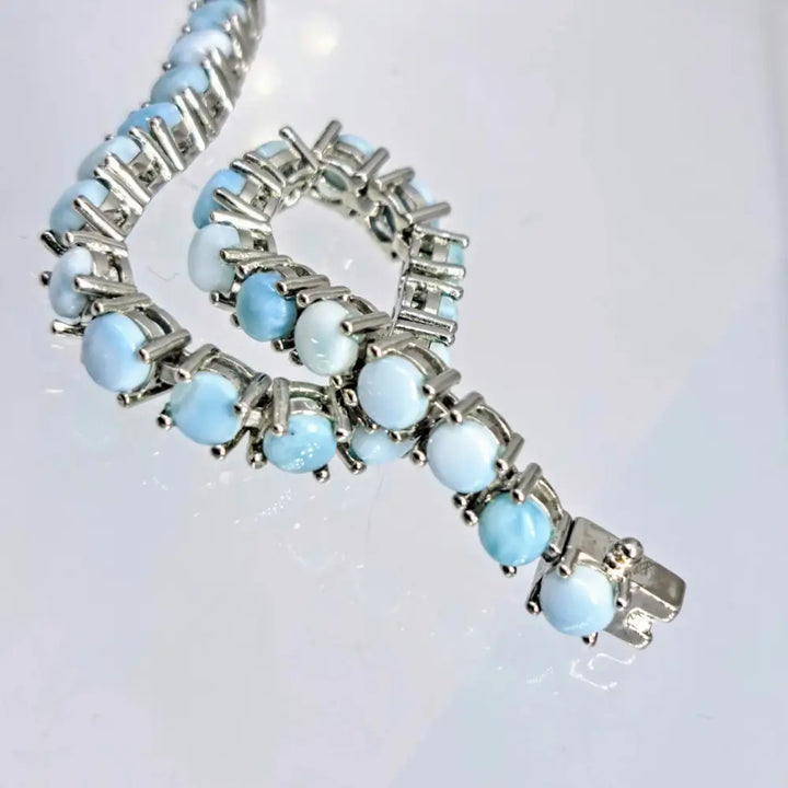 ?SAlty Sea Sister’ 7.5’’ Bracelet - Larimar Anti-tarnish Sterling