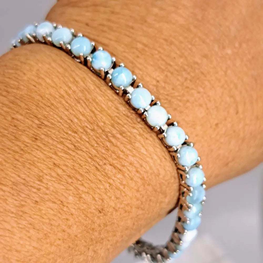 ?SAlty Sea Sister’ 7.5’’ Bracelet - Larimar Anti-tarnish Sterling