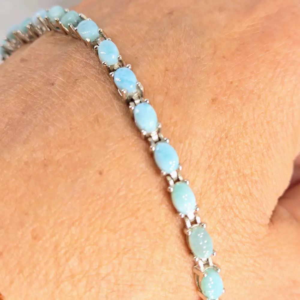 ?SAlty Sea Sister’ 7.5’’ Bracelet - Larimar Anti-tarnish Sterling
