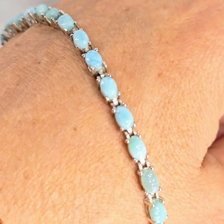 ?SAlty Sea Sister’ 7.5’’ Bracelet - Larimar Anti-tarnish Sterling