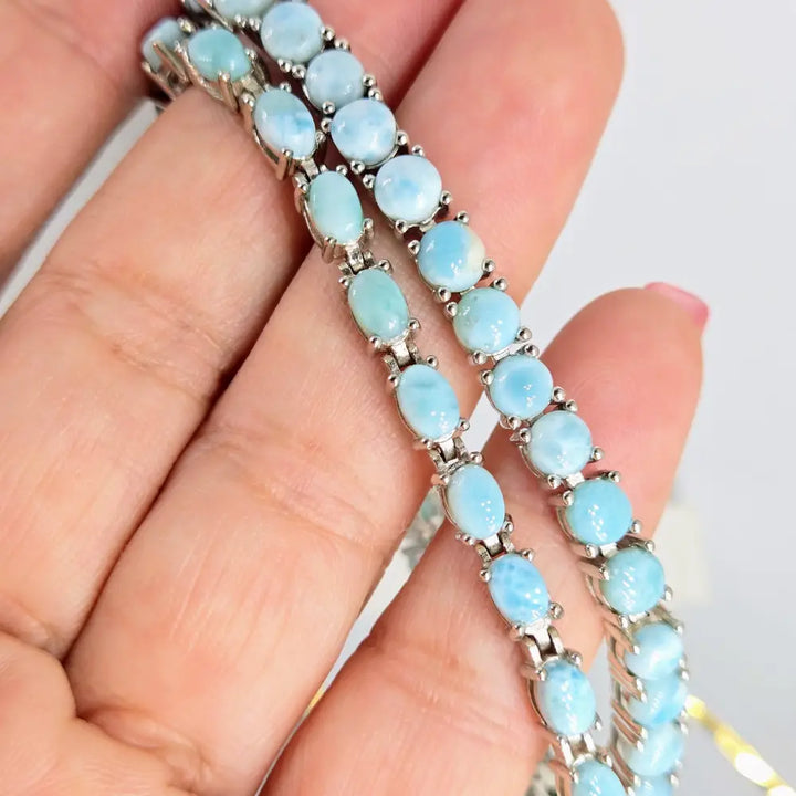 ?SAlty Sea Sister’ 7.5’’ Bracelet - Larimar Anti-tarnish Sterling