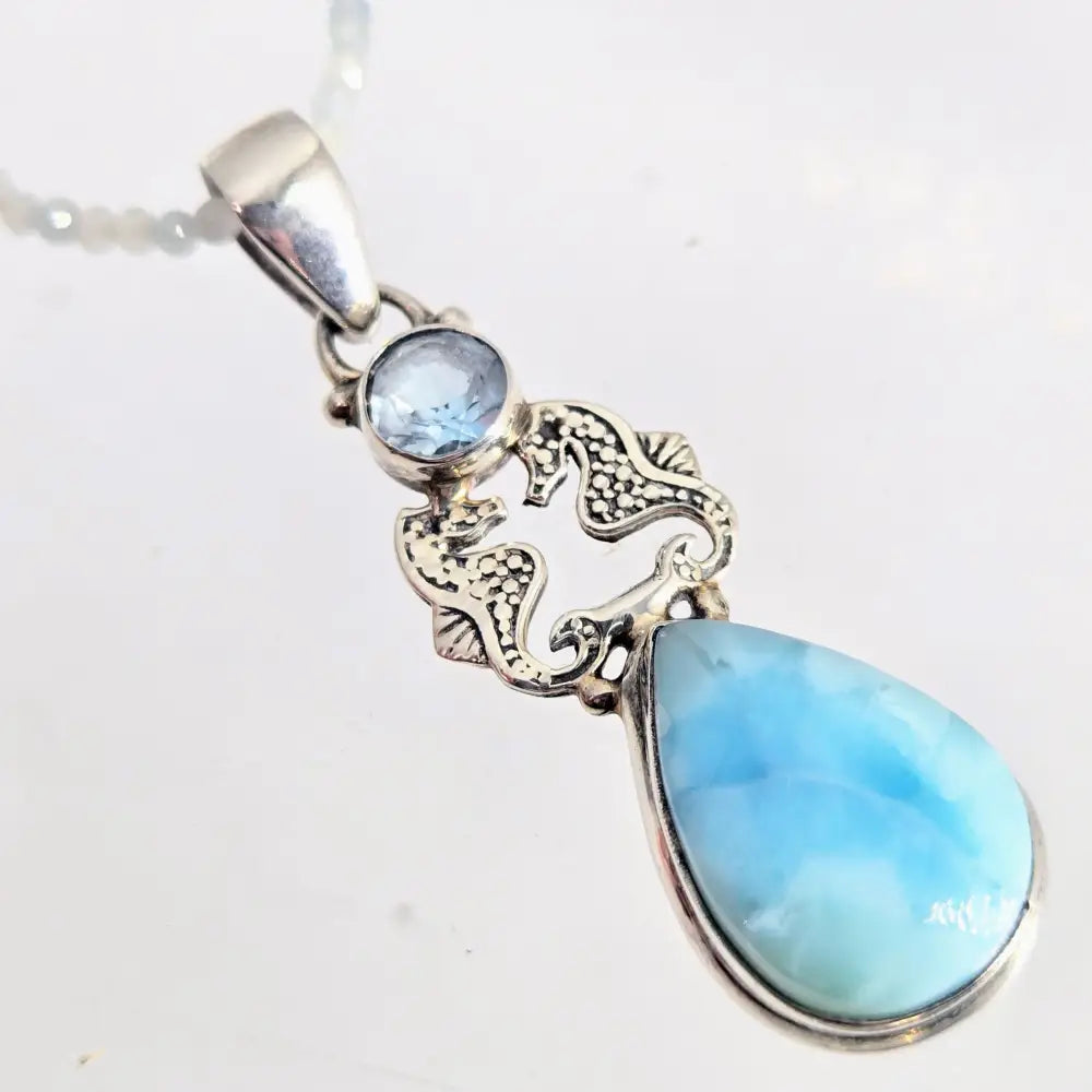 ?SEa Kissed’ Pendant Necklace - Topaz Larimar Sterling - Key West Local Luxe