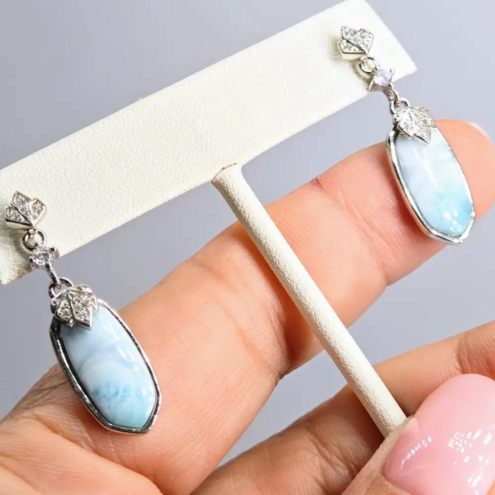 ?SEa Shimmers’ 1.5’’ Earrings - Larimar Zircon Anti-tarnish Sterling