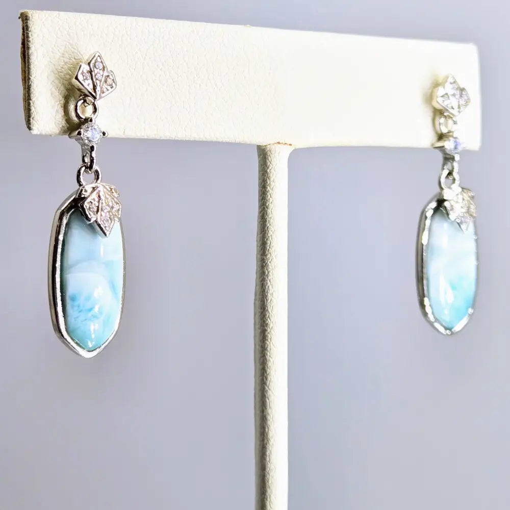 ?SEa Shimmers’ 1.5’’ Earrings - Larimar Zircon Anti-tarnish Sterling