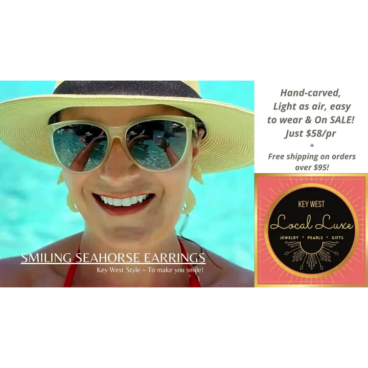 ?SEahorse’ 2.25’’ Earrings - on Sale! Super-light Hand-carved Bone Hypoallergenic