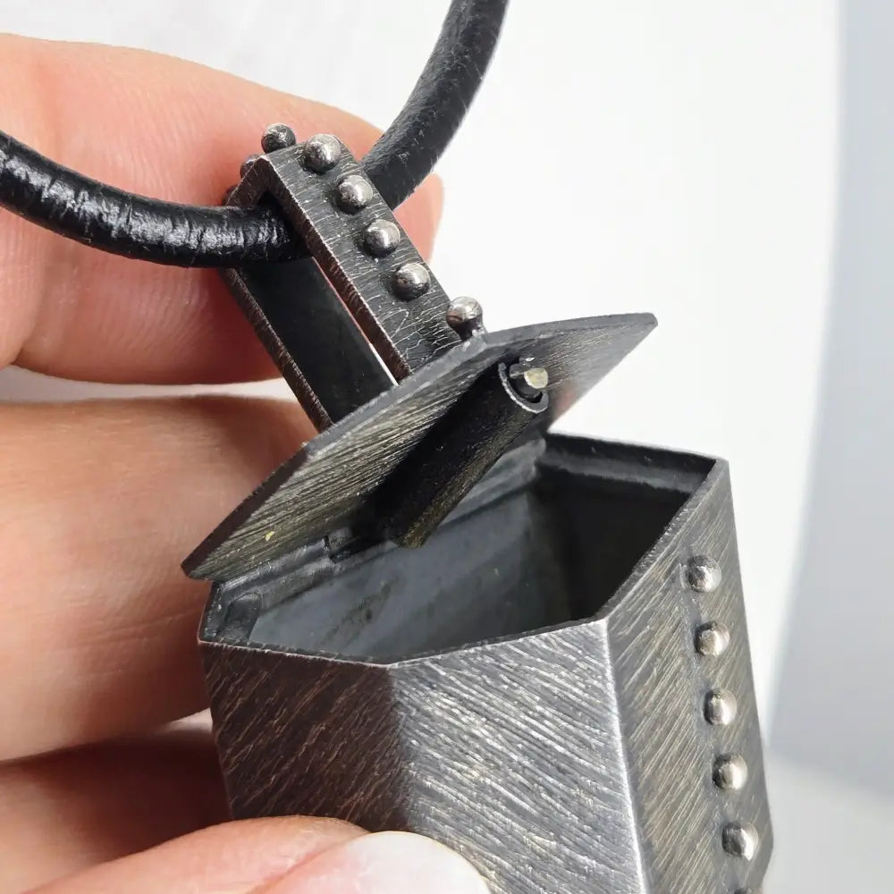 ?SEcret Spot’ Hidden Compartment Pendant - Quartz Sterling Leather