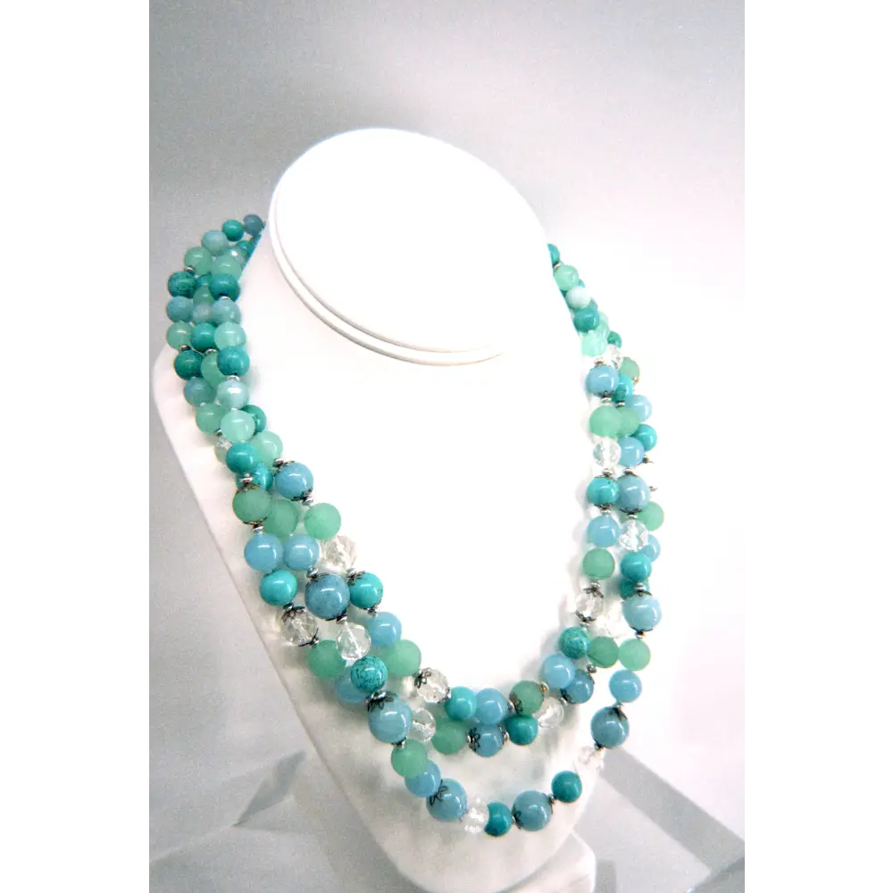 Secret Stash 8- 18’’ Triple-strand Aquamarine Gemstone Necklace
