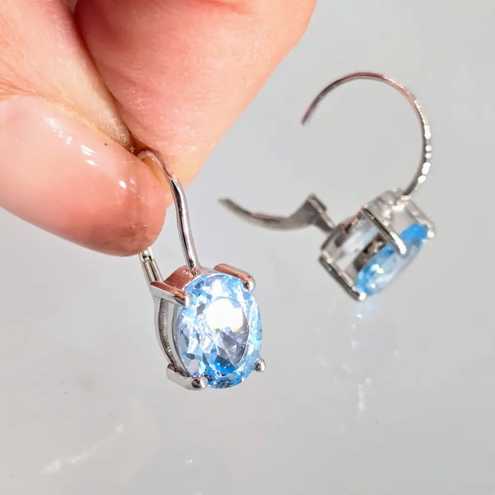 ?SErene Sky’ 1’’ Earrings - Sky Blue Topaz Anti-tarnish Sterling