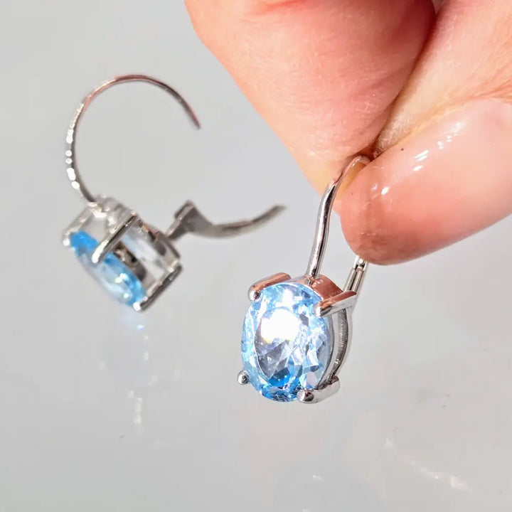 ?SErene Sky’ 1’’ Earrings - Sky Blue Topaz Anti-tarnish Sterling