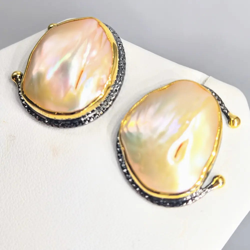 ?SHerbert Souffle’ 1’’ Earrings - Pearls Black Sterling 18k Gold
