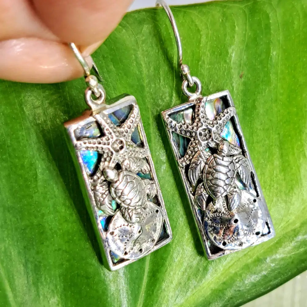 Outlet ?She’s Gonna Make It’ 1.5’’ Earrings - Blue Paua Shell Mother of Pearl Sterling