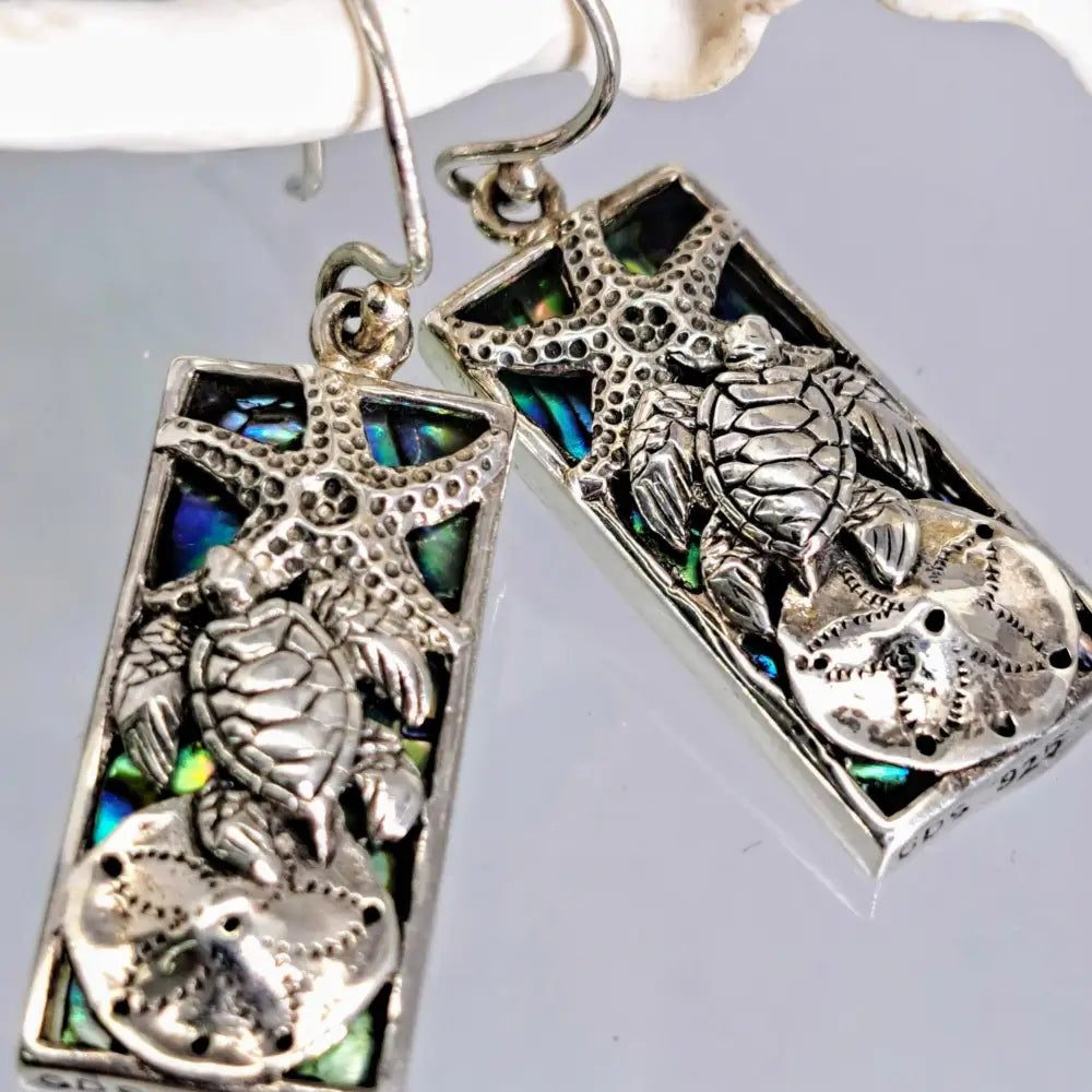 Outlet ?She’s Gonna Make It’ 1.5’’ Earrings - Blue Paua Shell Mother of Pearl Sterling