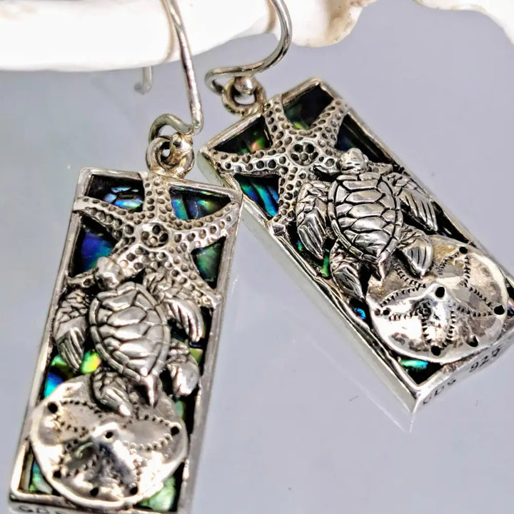 Outlet ?She’s Gonna Make It’ 1.5’’ Earrings - Blue Paua Shell Mother of Pearl Sterling