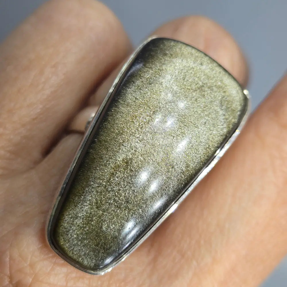 ?SHimmer’ Adj. Sz Ring - Gold Shimmer Obsidian Sterling