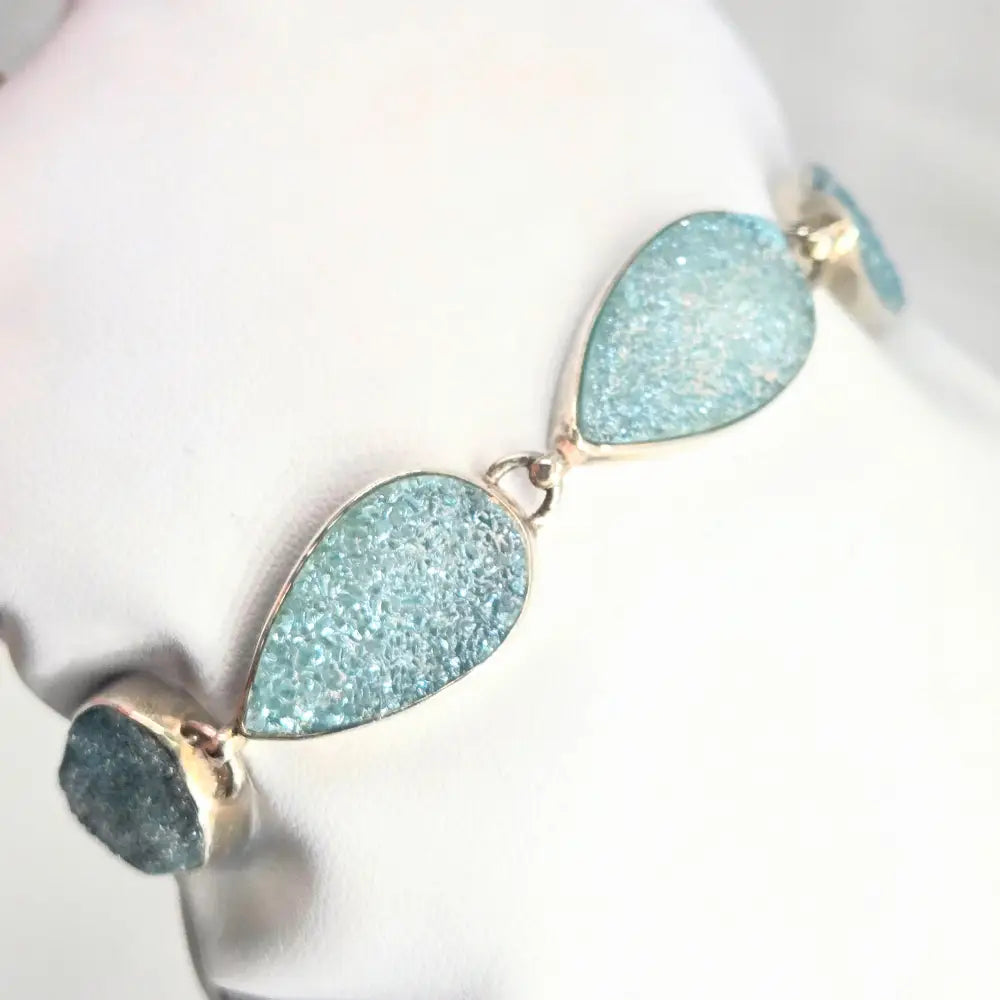 ?SHimmering Seas’ Sterling Icy-blue Druzy Bracelet - Key West Local Luxe