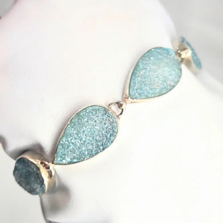 ?SHimmering Seas’ Sterling Icy-blue Druzy Bracelet - Key West Local Luxe