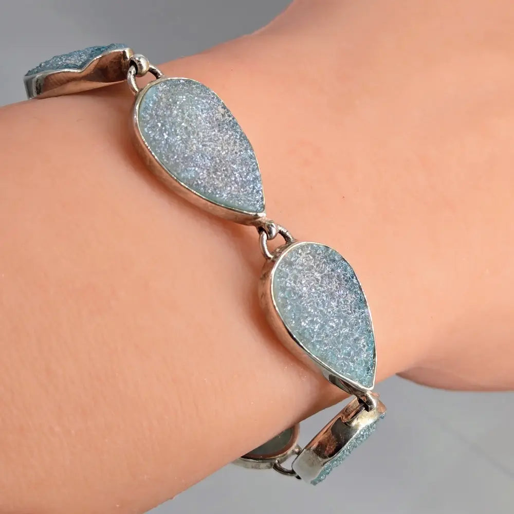 ?SHimmering Seas’ Sterling Icy-blue Druzy Bracelet - Key West Local Luxe