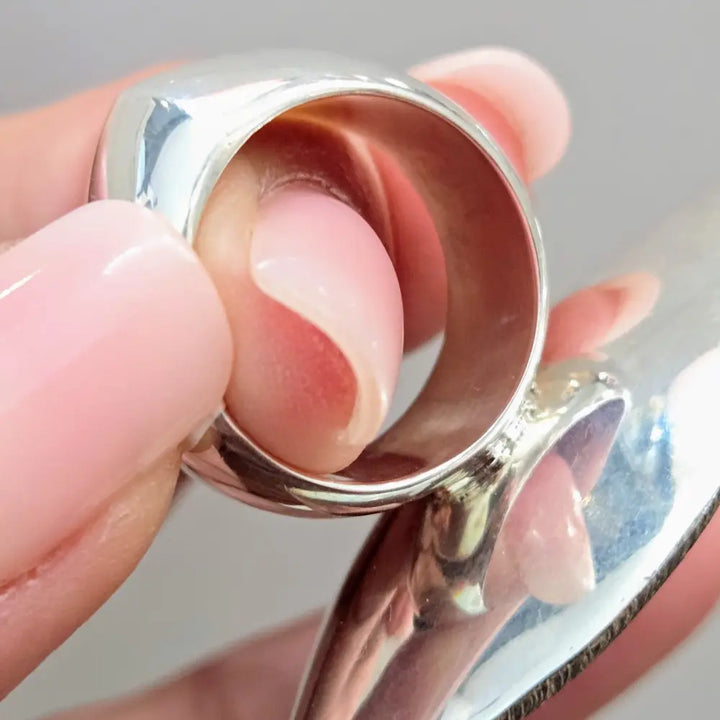 Outlet: ?Side Eye’ Evil Eye Ring - Labradorite Sterling - Old Blue Sz 7.5