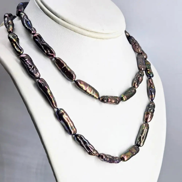 ?SMoked Oysters & Wine’ 32’’ Convertible Necklace - Pearls Enhancer Clip