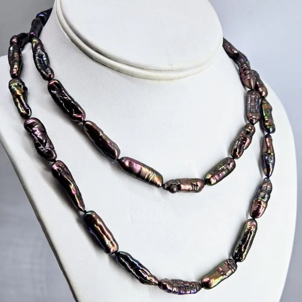 ?SMoked Oysters & Wine’ 32’’ Convertible Necklace - Pearls Enhancer Clip