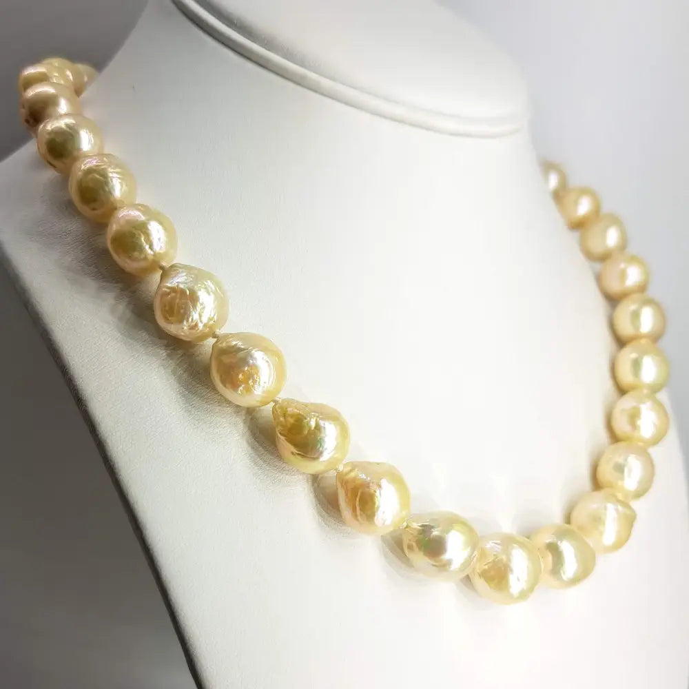 ?SOft Champagne’ 18’’ Necklace - Pearls 14k Gold Clasp