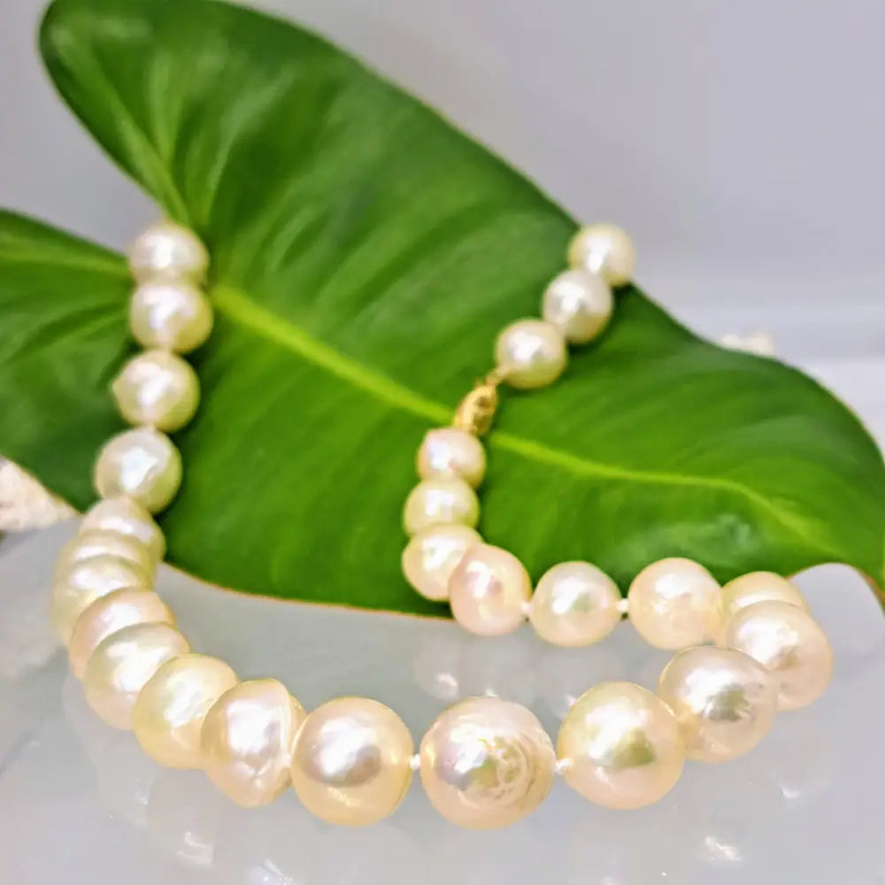 ?SOft Champagne’ 18’’ Necklace - Pearls 14k Gold Clasp