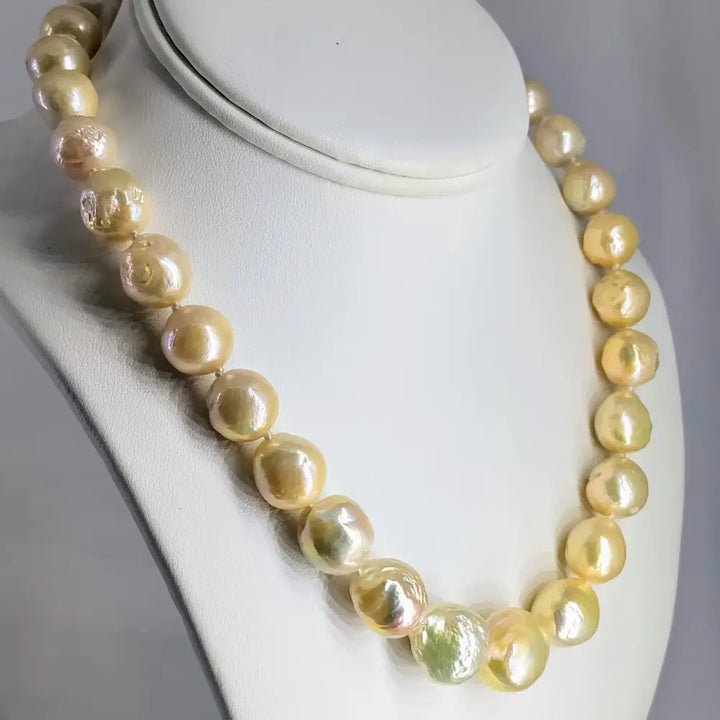 ?SOft Champagne’ 18’’ Necklace - Pearls 14k Gold Clasp