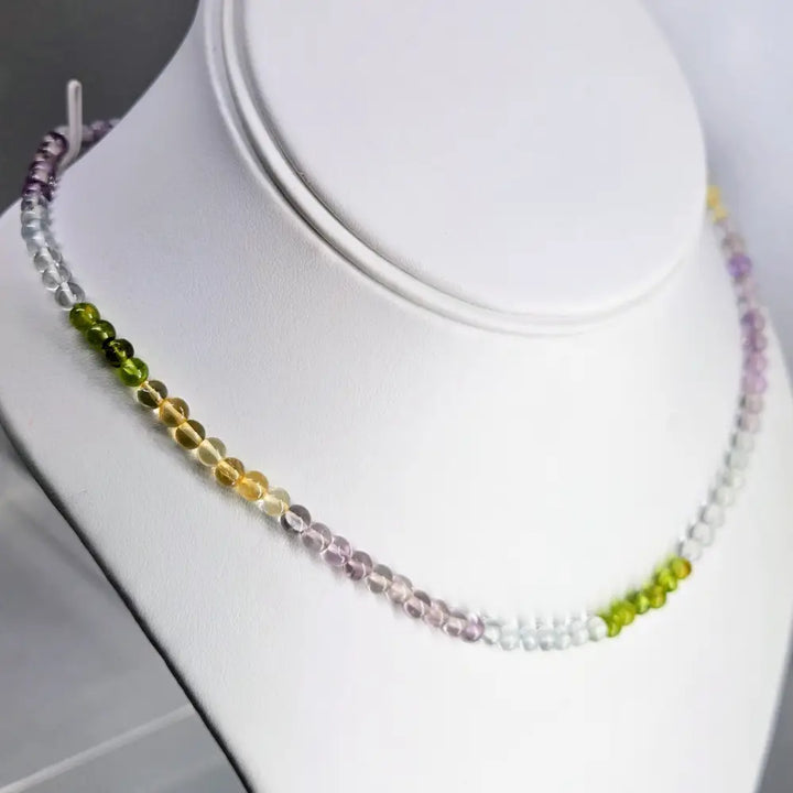 ?SOft & Sweet’ 16’’ Necklace - Amethyst Topaz Peridot Citrine Gold-plated Clasp