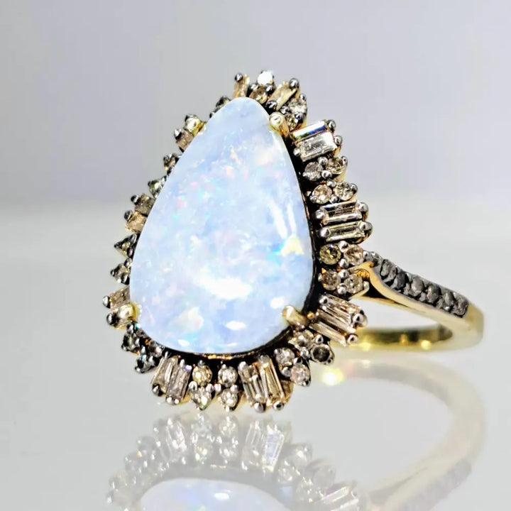 ?SParkle Fest’ Sz 7 Ring - Opal Diamonds 18k Gold Sterling