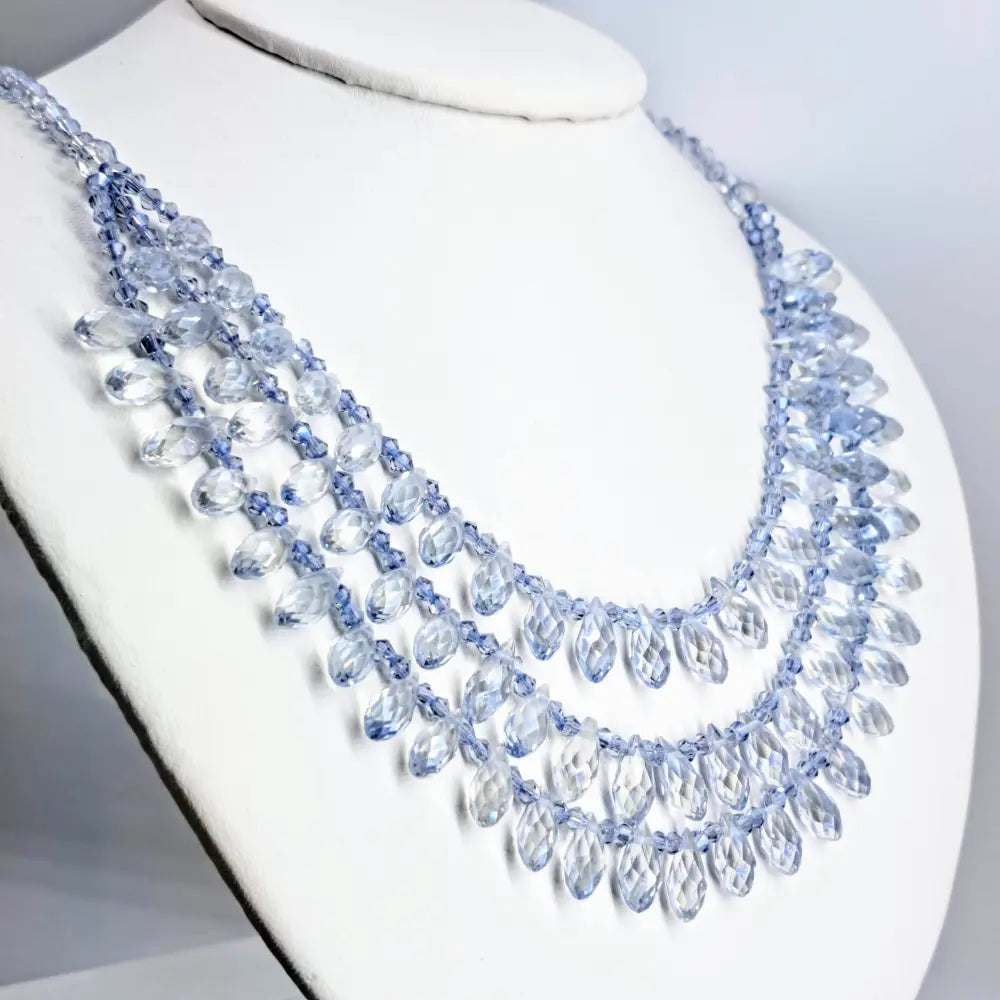 ?SParkle & Shine!’ 18’’ Necklace - (your Choice) Gem Grade Swarovski 14k Gold - Ice Blue - Single to Triple Strand