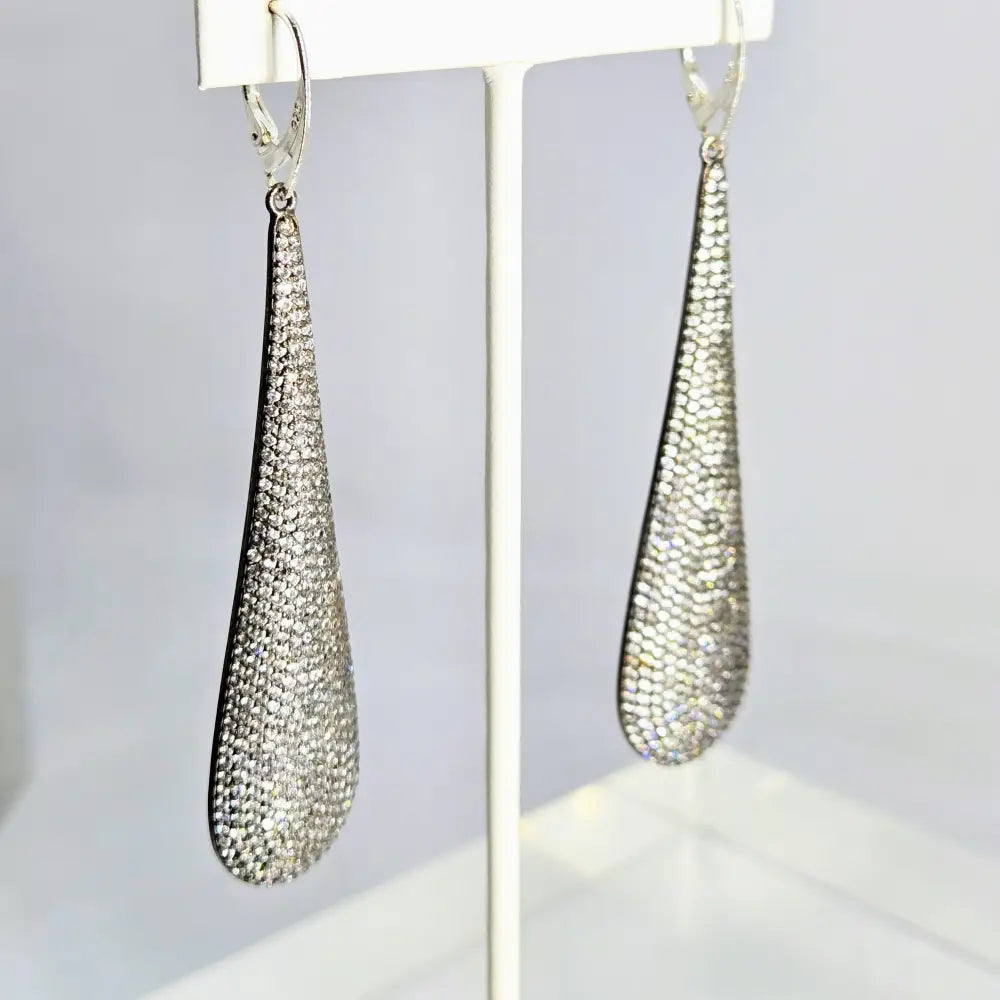 ?SParklers’ 3.5’’ Earrings - Crystals Black Sterling
