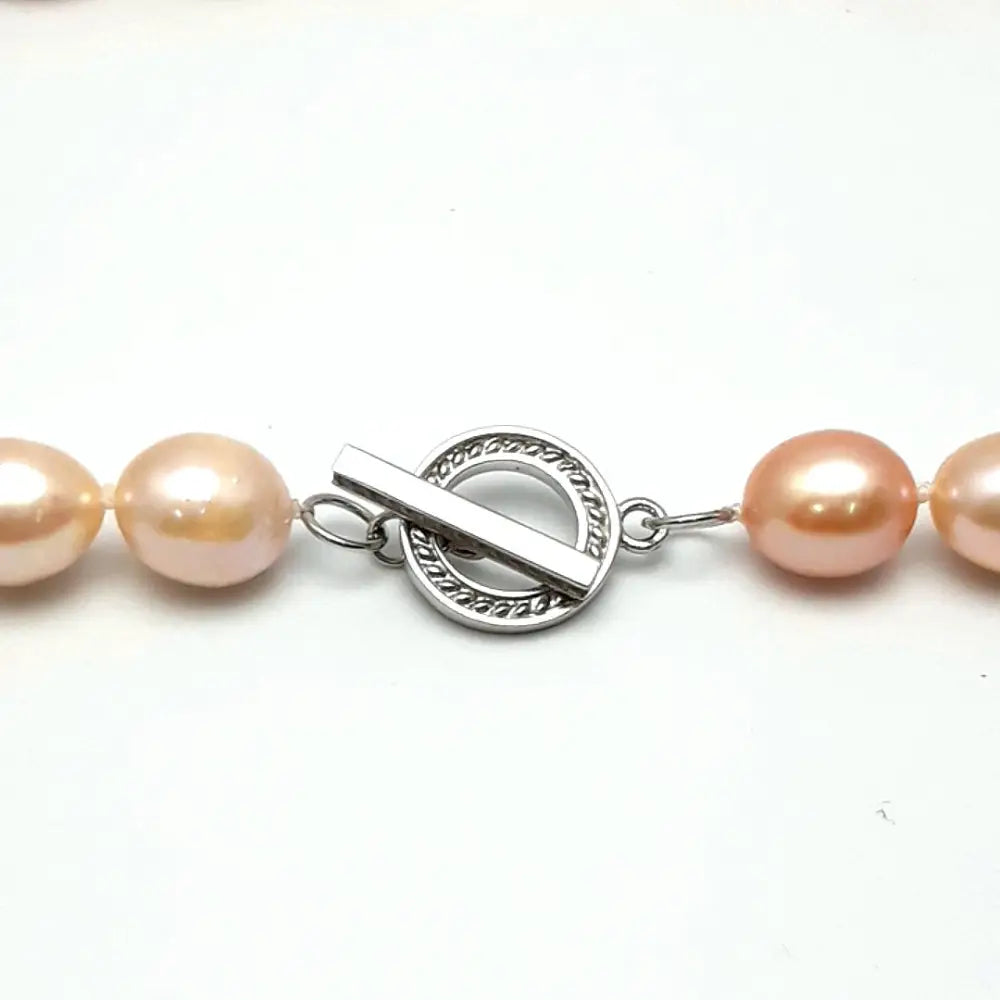 ?SParkling Champagne’ 18’’ Necklace - Pearls Sterling - Champagne Pink