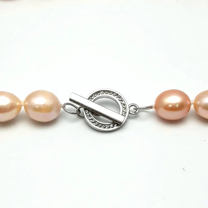 ?SParkling Champagne’ 18’’ Necklace - Pearls Sterling - Champagne Pink