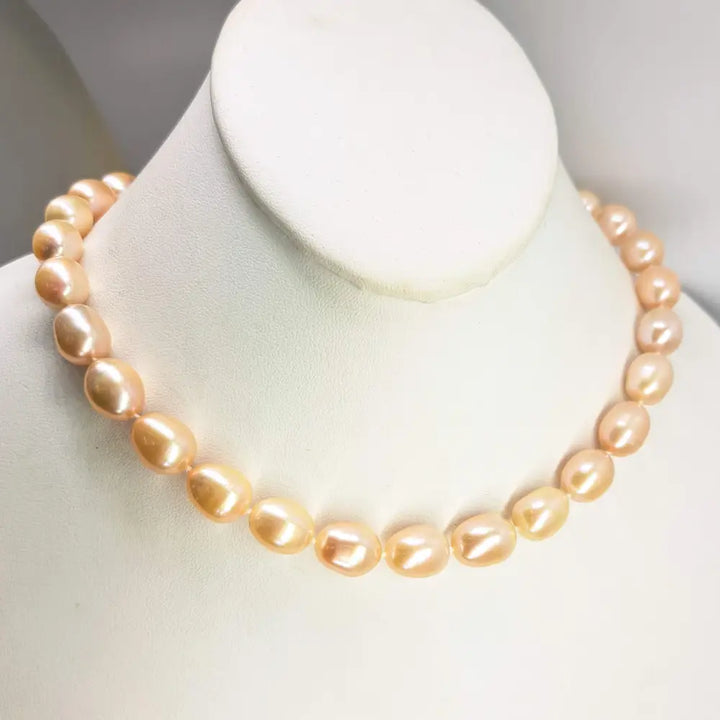 ?SParkling Champagne’ 18’’ Necklace - Pearls Sterling - Champagne Pink