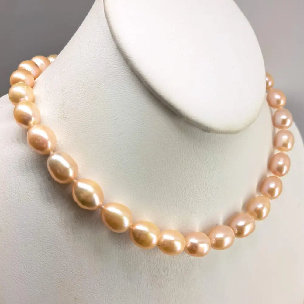 ?SParkling Champagne’ 18’’ Necklace - Pearls Sterling - Champagne Pink