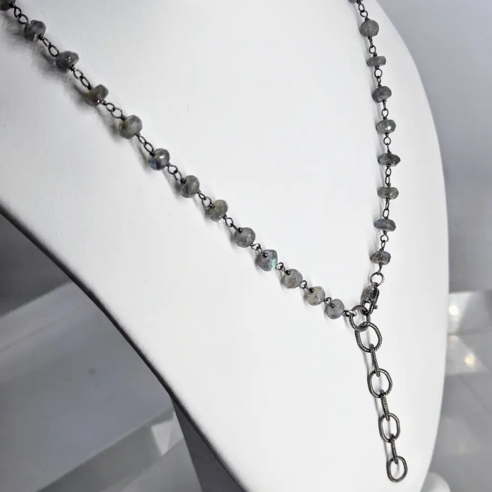 Sparkly-darkly Do! Necklace - Labradorite Oxidized Sterling