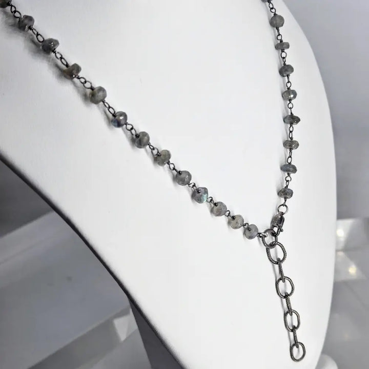 Sparkly-darkly Do! Necklace - Labradorite Oxidized Sterling