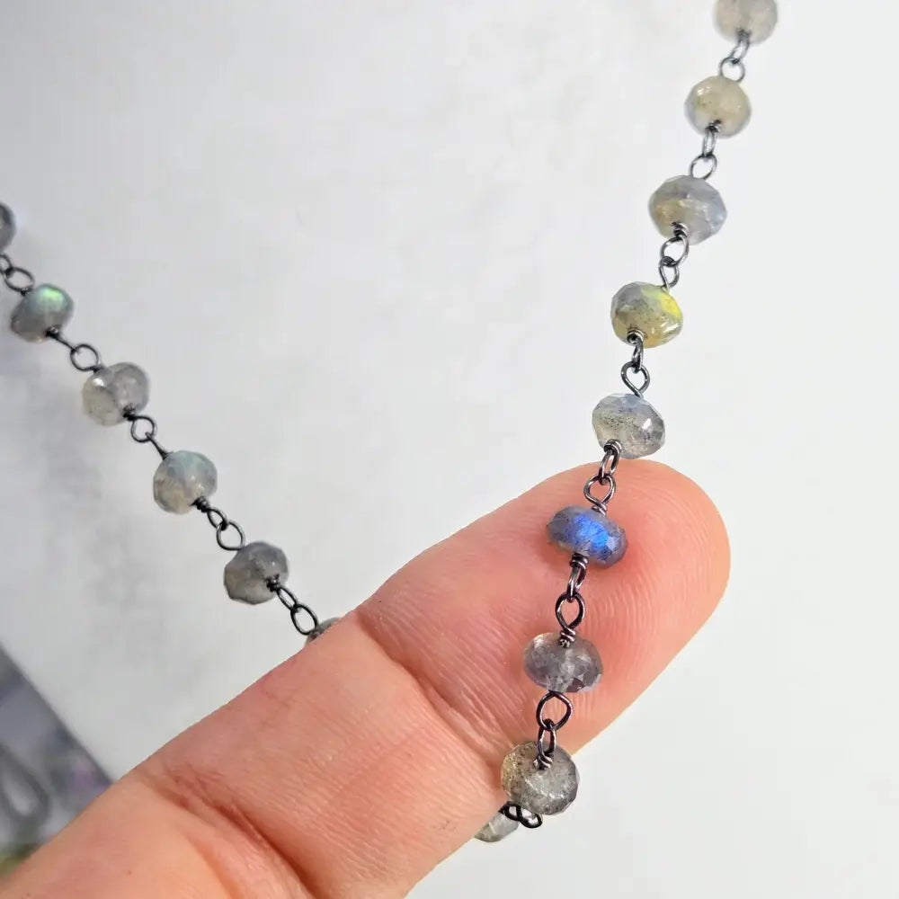 Sparkly-darkly Do! Necklace - Labradorite Oxidized Sterling