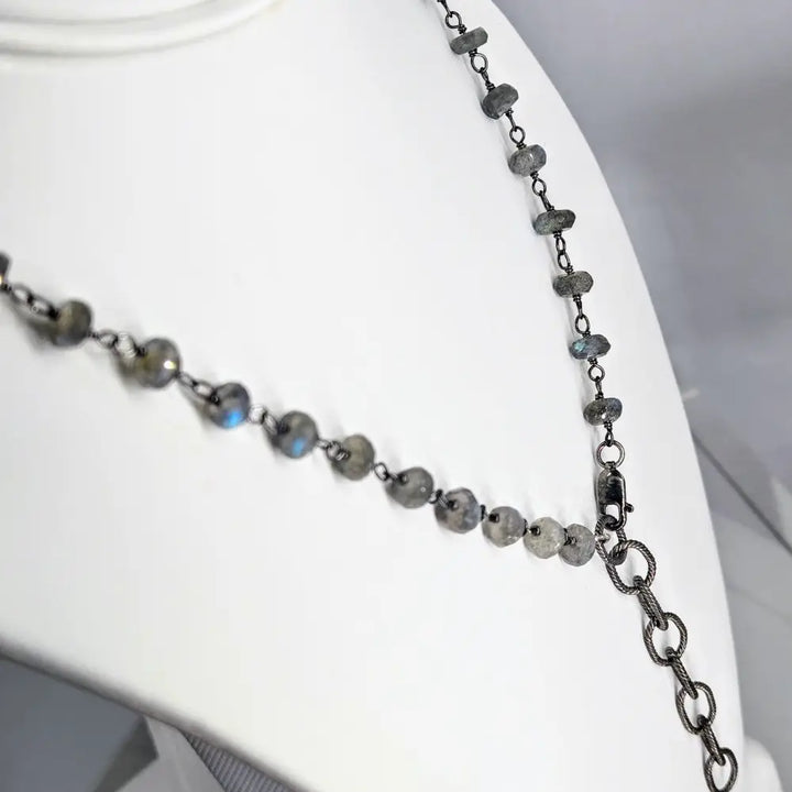 Sparkly-darkly Do! Necklace - Labradorite Oxidized Sterling