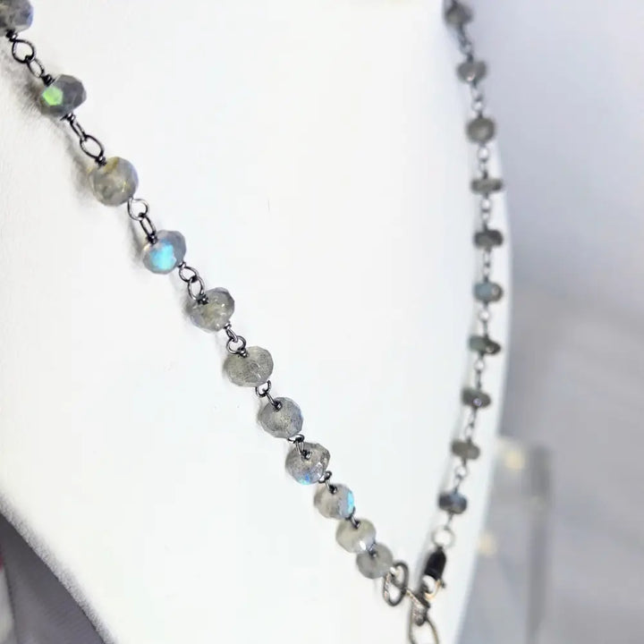Sparkly-darkly Do! Necklace - Labradorite Oxidized Sterling
