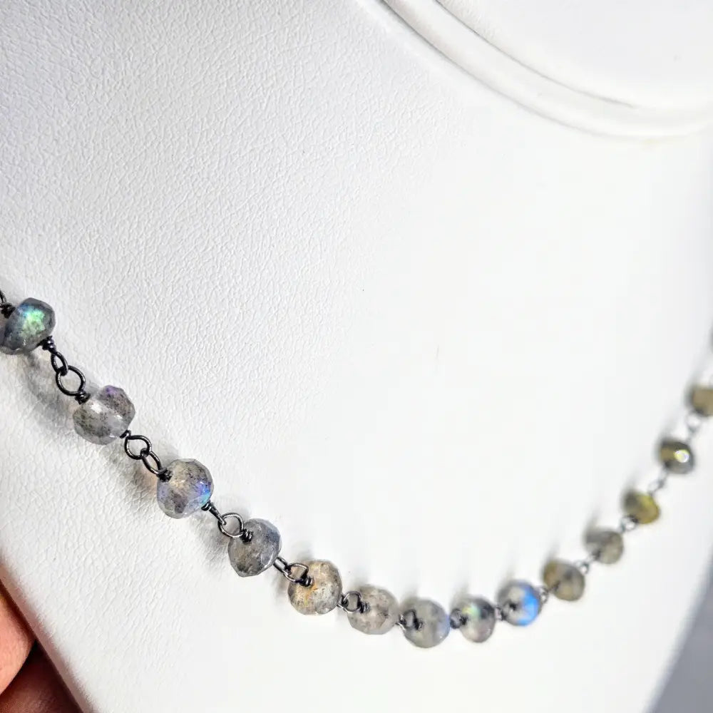 Sparkly-darkly Do! Necklace - Labradorite Oxidized Sterling