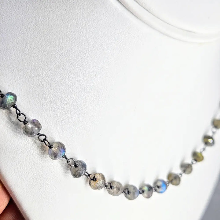 Sparkly-darkly Do! Necklace - Labradorite Oxidized Sterling